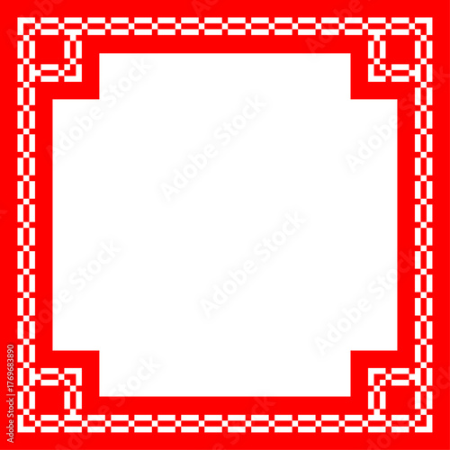Red photo or mirror frame with white ornament