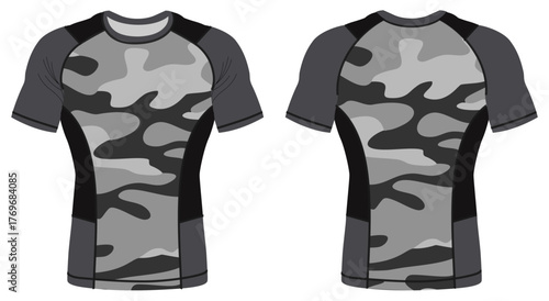 Men Half Sleeve Rash Guard Mockup Template for Sports and Fitness Apparel Design