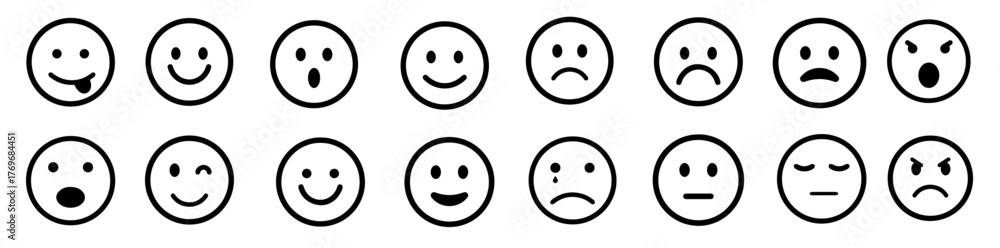Fototapeta premium vector Emoticons set Emoji faces collection, User Experience Review System