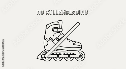 Prohibition Sign Illustrating Inline Skating Restriction for Public Safety Awareness