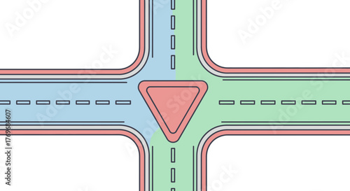 Road Intersection Artwork Illustrating Traffic Flow and Transportation Design Elements