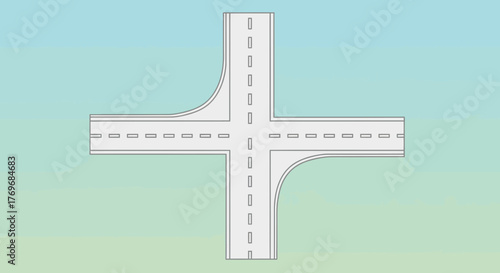 Road Intersection Artwork with Creative Lines and Minimalist Design on a Blue-Green Gradient