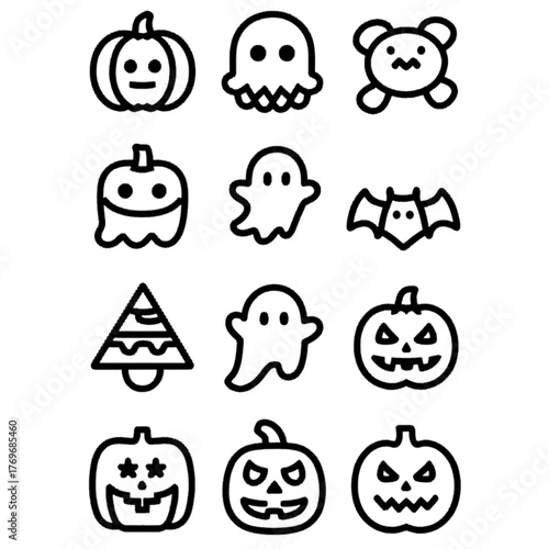 set of halloween icon elements illustrations
