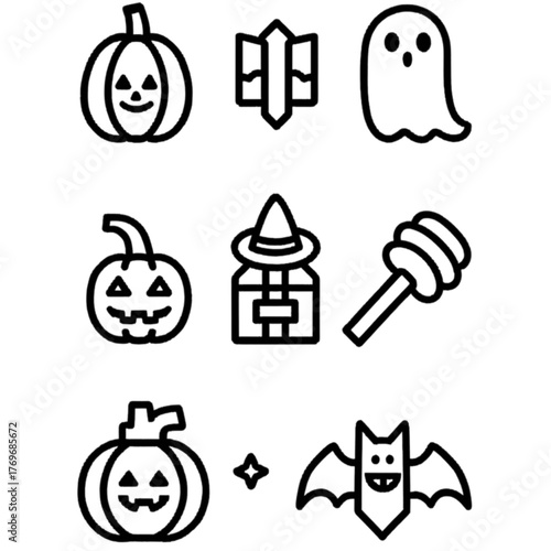 set of halloween icon elements illustrations