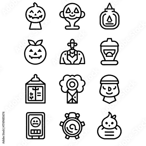 set of halloween icon elements illustrations