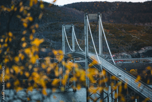 Beautiful Tjeldsund Bru bridge in the Norwegian Lofoten Islands