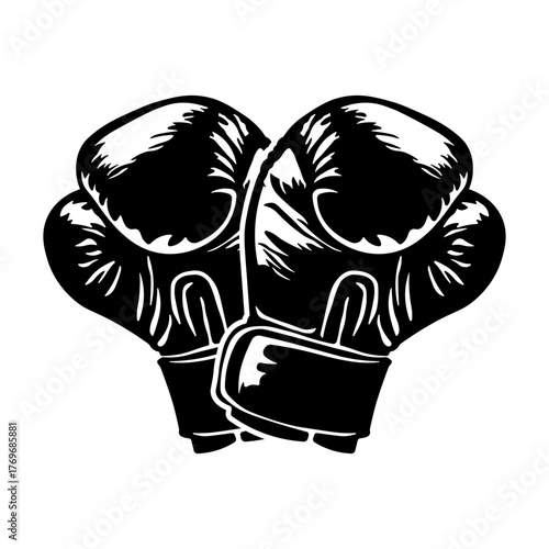 Black illustration of boxing gloves without background