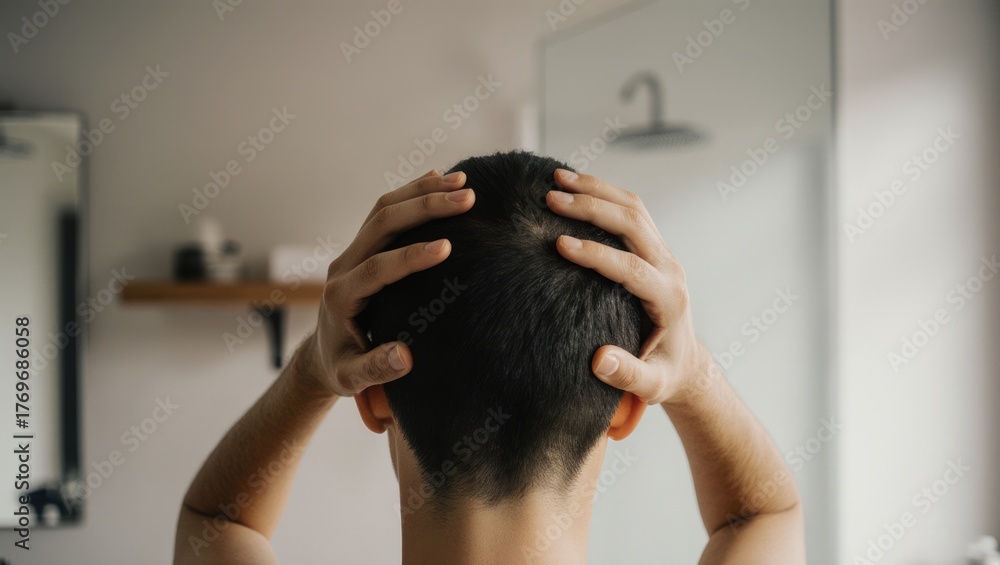 Fototapeta premium Scalp Massage for Hair Health in Natural Light