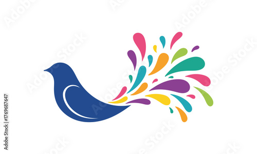 Creative Bird Vector Art with Colorful Splash Unique Design Concept for Art, Design, and Inspiration, Ideal for Logos and Branding Materials