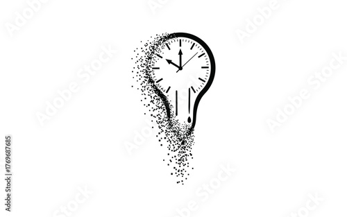 Melting Clock Pixel Dispersion Effect time abstract illustration concept deadline digital decay future hourglass moment past sand