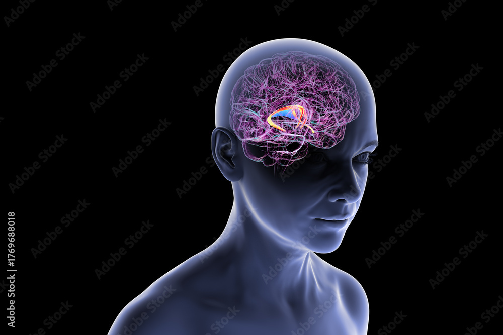 Obraz premium Brain fornix, 3D illustration