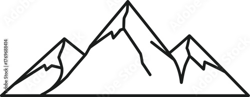 Minimalist mountain range illustration, evoking a sense of adventure, exploration, and the beauty of the natural world