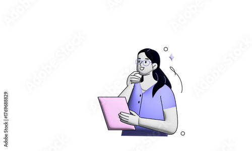 Smiling woman doctor sitting and working on a laptop computer in her office