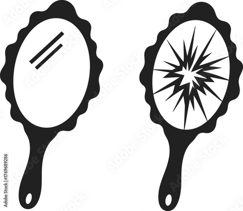 Intact and Broken Hand Mirror Icons