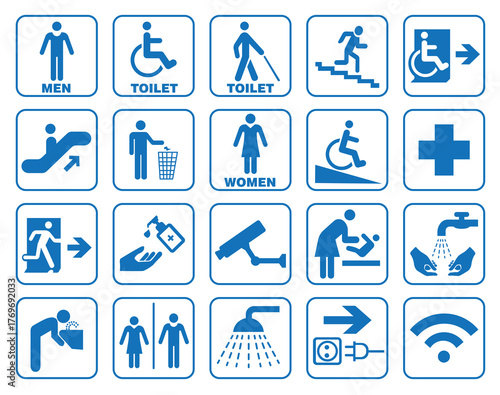 Signs of places of first necessity at railway stations, as well as at airports.