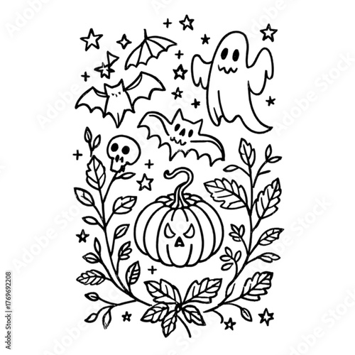 set of halloween icon elements illustrations