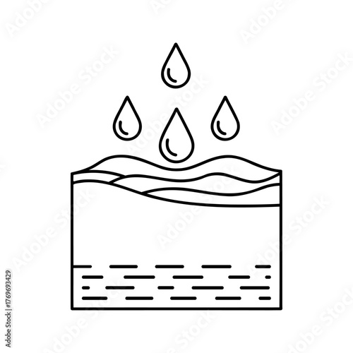 black and white water drops over soil clip art preview