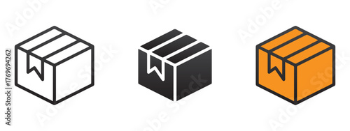 Shipping and Packaging Box Icon Set - Icons for logistics, delivery, warehouse, e-commerce, and product packaging.