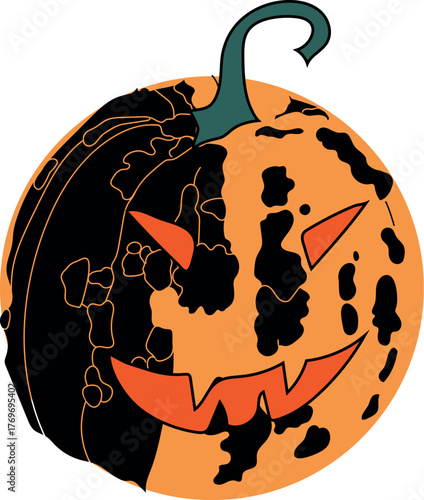 Creepy pumpkin on white background