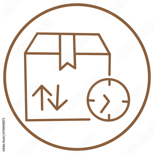 Line Art Isometric Box in Circle