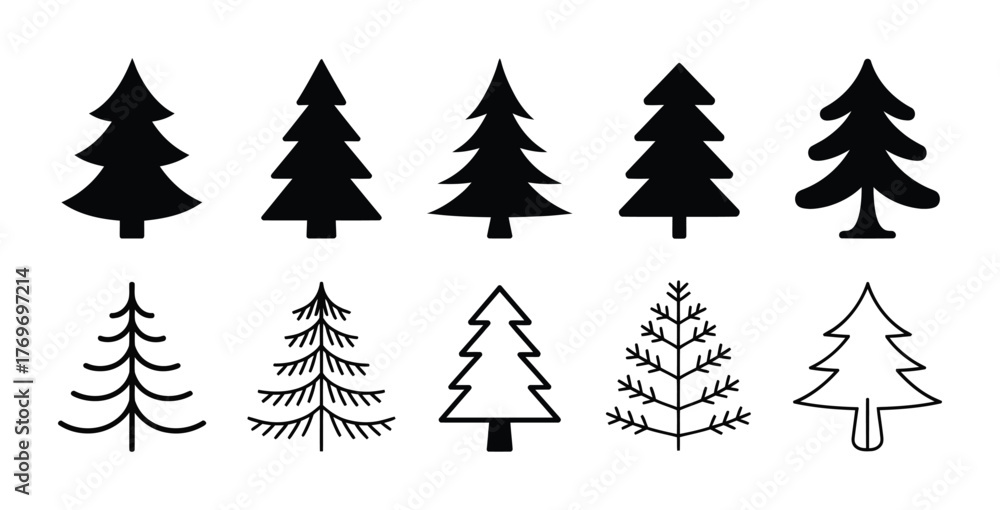 Obraz premium Christmas tree variations festive vector illustration