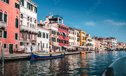 Venice Canal View, Romantic Italian Cityscape with Gondolas and Historic Architecture