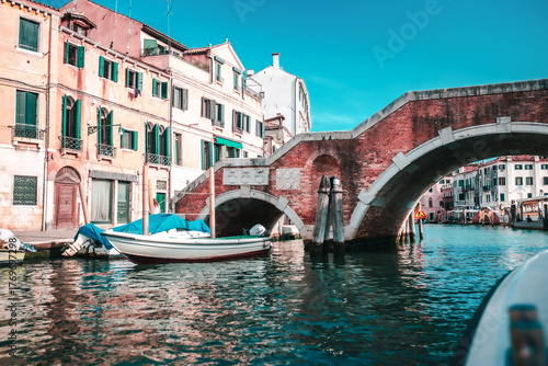 Venice Canal View, Romantic Italian Cityscape with Gondolas and Historic Architecture
