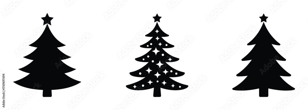 Obraz premium Christmas tree trio festive holiday vector illustration