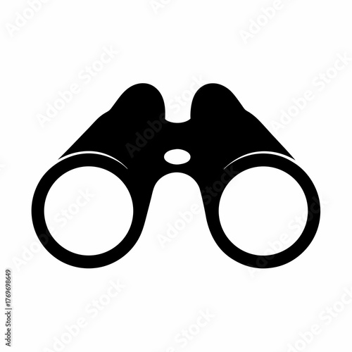 Detailed vector drawing of black binoculars for outdoor activities and viewing