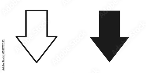 Two downward arrow icons, outline and solid