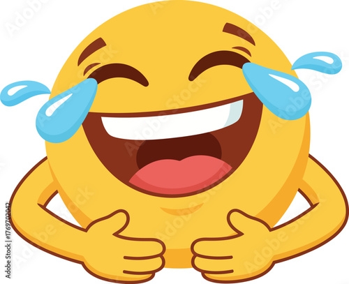 Joyful laughing emoji with tears of joy and hands on stomach