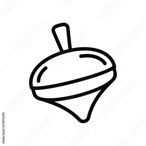 Classic outline icon of a spinning top, representing a traditional children's toy and the fascinating concept of rotational dynamics, bringing timeless appeal to play