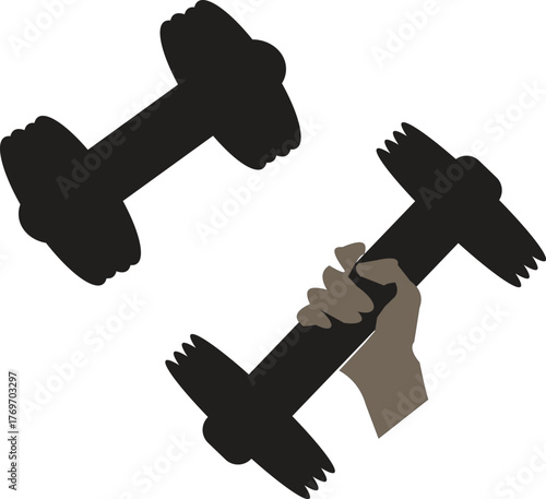 Dumbbells Fitness and Exercise Silhouette