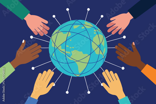 World Poetry Day Global Connection Hands Vector Art