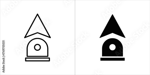 Navigation arrow icon with siren light, outline and solid fill
