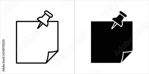 Two sticky note icons, one outlined and one filled