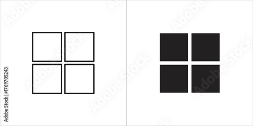 Two square icons, one outlined and one filled