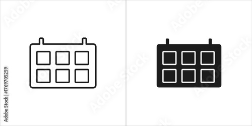 Two calendar icons, one outlined and one filled