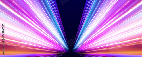 Fast-moving beams of light stretch across the highway, blurring reality into futuristic speed. The road glows with intensity. Every second feels electric.