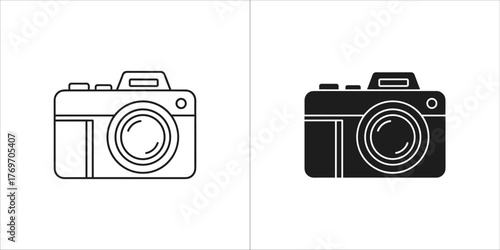 Outline and filled icon of a camera