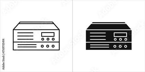 Outline and filled icon of a server rack