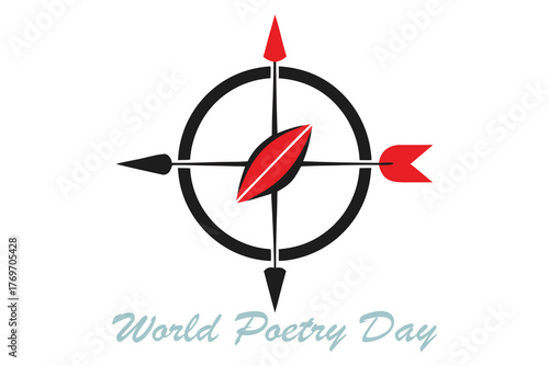 World Poetry Day Compass Quill Emotional Directions Vector