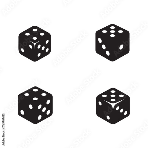 Ludo minimalistic black and white icon on white background 3