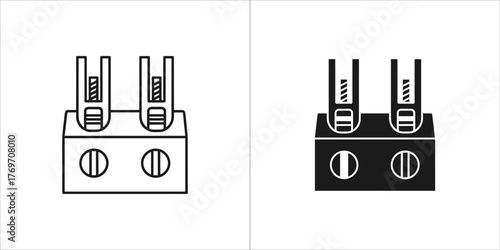 Illustration of a terminal block in black and white