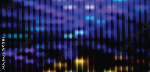 Abstract blurred blue, purple, and yellow vertical lines creating a vibrant, energetic light show or digital display