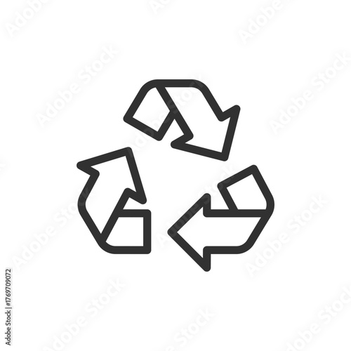 Recycling arrows, linear icon. Sustainability and eco-friendly process. Line with editable stroke.