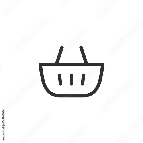 Shopping basket, linear icon. Consumer goods and retail purchase. Line with editable stroke.