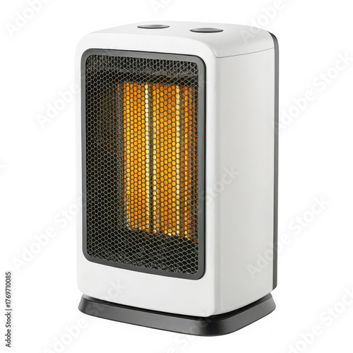 Wallpaper Mural White portable electric fan heater with glowing coils isolated on transparent background Torontodigital.ca