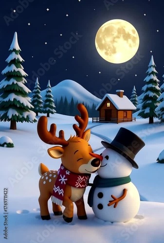 santa claus with reindeer