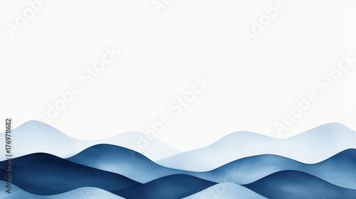 Soft Blue Waves on a Minimalist Background for Relaxation and Tranquility in Art and Design Projects